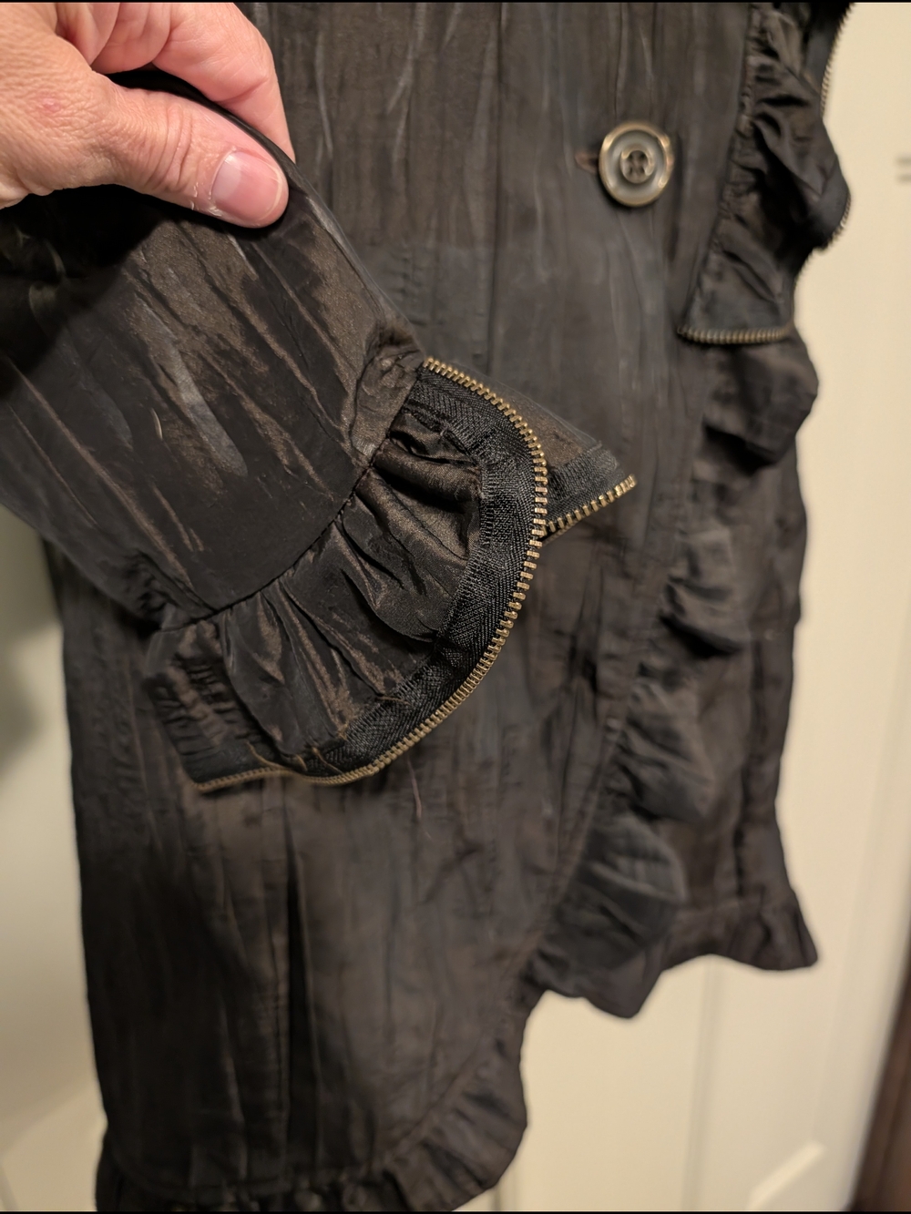 Frank Lyman Design Black Ruffle-Trim Coat - Picture 4 of 5
